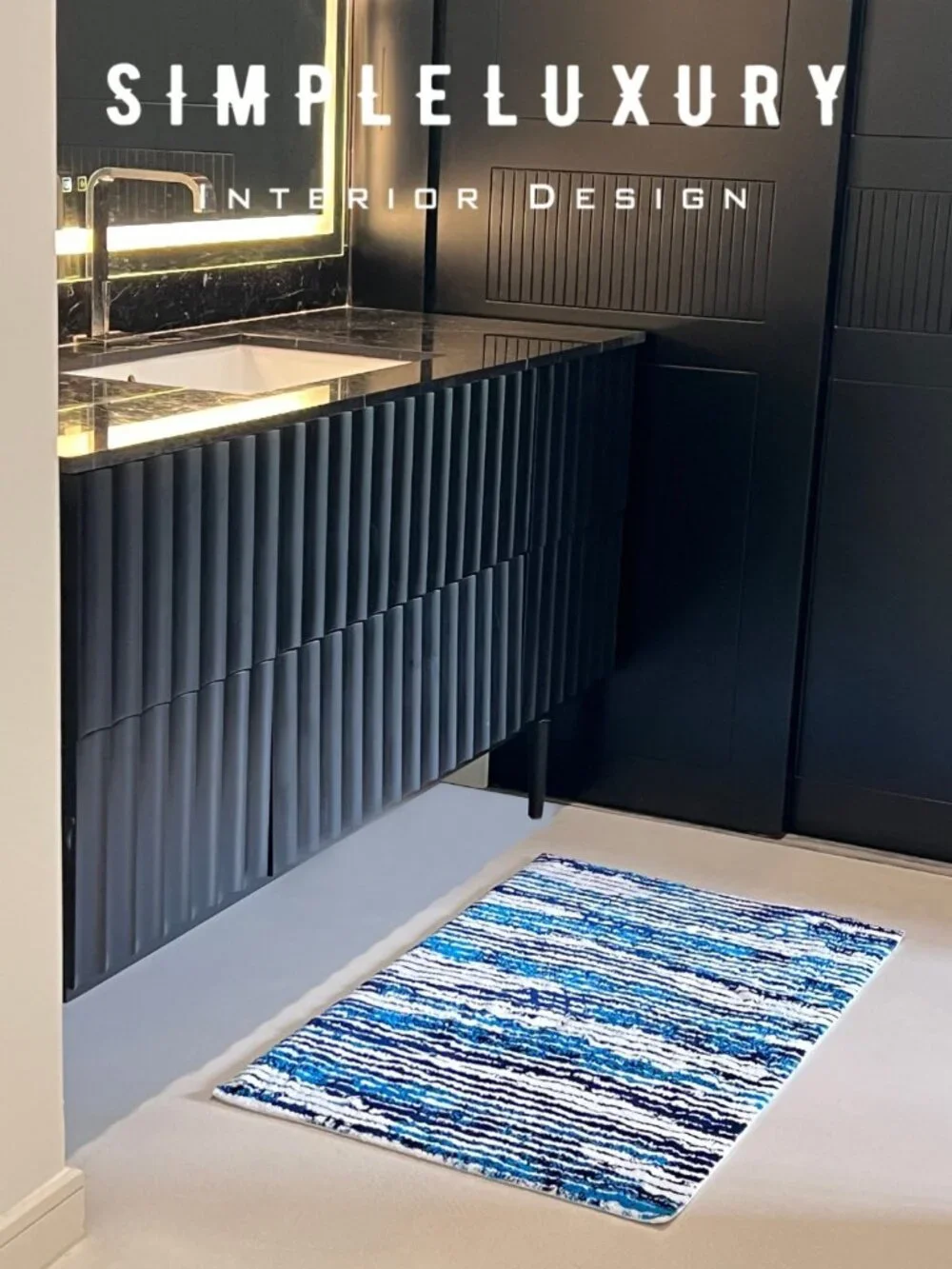 Discontinued Brand New ABYSS & HABIDECOR Jay Blue Waves Bath Rug 23